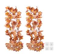 Ghirlanda autunnale 5.7Ft 2 pezzi, foglie d'acero rosse/gialle per decorazione
