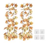 Ghirlanda autunnale 6.6Ft per decorazione, 2 pezzi foglie rosse/gialle