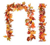 Ghirlanda autunnale artificiale con foglie d'acero, foglie di vite e foglie artificiali, per decorazioni autunnali, matrimoni, feste, giorno del Ringraziamento, Natale, per interni ed esterni, 200 cm