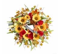 Ghirlanda autunnale artificiale da 50 cm con girasoli per porta d'ingresso, decorazione autunnale per il raccolto del Ringraziamento per portico e finestre, resistente alle intemperie, composizione