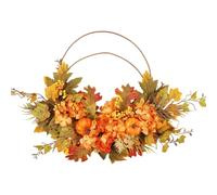 Ghirlanda autunnale artificiale, per porta d'ingresso, foglie d'acero | Ghirlanda compatta per il Ringraziamento, multiuso, per feste di compleanno, casa, giardino, cortile, ingresso, soggiorno