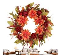 Ghirlanda autunnale con ortensie artificiali per esterni, decorazioni per il raccolto del Ringraziamento, per camini, mantelli, interni ed esterni, parete giardino