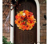 Ghirlanda autunnale da 16 pollici, ghirlanda per porta d'ingresso, zucca