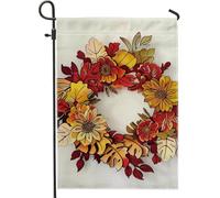Ghirlanda autunnale da giardino, bandiera floreale rossa e gialla per la casa e il giardino, bandiera a doppia faccia per cortile, decorazione per vacanze all'aperto, 30,5 x 45,7 cm