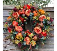 Ghirlanda autunnale per la porta d'ingresso Ghirlanda autunnale for porta d'ingresso, ghirlande autunnali con foglie di eucalipto artificiali colorate, stile fattoria, for porte(Multicolor-a)