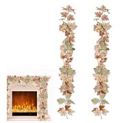 Ghirlanda autunnale per mantello, 1,8 m, ghirlanda di foglie autunnali artificiali fatte a mano con bacche di zucca bianca, perfetta per ghirlanda autunnale con foglie d'acero, decorazione per