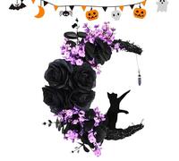 Ghirlanda autunnale per mantello, ghirlanda lunare di Halloween con gatto, centrotavola da interno per festival, cortile, feste autunnali, patio, finestra, libreria, ufficio, tavolo, cancello, portico