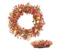 Ghirlanda Autunnale Per Porta | 56 cm con Bacche Arancioni e Foglie di - Ghirlande Del Ringraziamento Per Porta D'Ingresso,Per Interno Camera da Letto Giardino Cancello Parete Finestra Festa Ringrazia