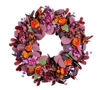 Ghirlanda autunnale per porta d'ingresso, 45 cm, ghirlanda autunnale viola con botanici realistici per il Ringraziamento, decorazione da appendere per interni ed esterni