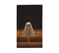 Ghirlanda con fantasma in un cortile del teatro vuoto, striscione di auguri stagionale con occhielli, per interni ed esterni, feste e decorazioni per la casa