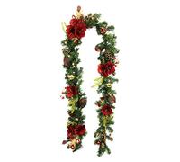 Ghirlanda con fiori artificiali Amaryllis Abete, coni, foglie di bacche, piume, glitter con illuminazione a LED, funzionamento a batteria, decorazione natalizia, scale, camino, mobili, pareti, porte