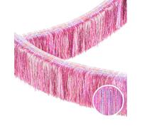 Ghirlanda con frange rosa glitterate di alta qualità per decorazioni per feste, 4 strati di spessore, confezione da 2 | LILF Foil Metallic Banner Party Streamer per matrimoni, compleanni, decorazioni