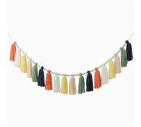 Ghirlanda con nappe arcobaleno, banner con nappe portatile morbido da appendere al muro, decorazioni pastello per l'aula con perline di legno per la festa di compleanno della (Colorato)