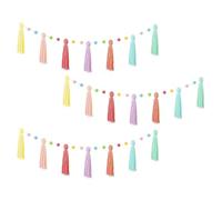 Ghirlanda con nappe in legno e nappe, 3 pezzi, decorazione per la cameretta dei bambini, per Natale, feste, aule, pareti, soffitti e tavole di bollettino, per la scuola e la casa