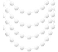 Ghirlanda con pompon in feltro di lana, 4 pezzi, 2,2 m, colore bianco, perfetta per albero di Natale, parete, decorazione della stanza