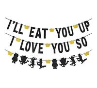 Ghirlanda con scritta in lingua inglese "I'll Eat You Up I Love You So Banner per Where The Wild Things are Birthday Party Wild One Birthday Photo Prop Decorations