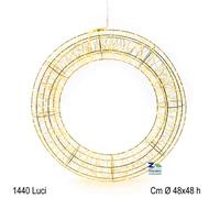 GHIRLANDA CORONA NATALIZIA LUMINOSA COL. ORO 1440 LED CON TRASFORMATORE IP20