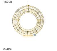GHIRLANDA CORONA NATALIZIA LUMINOSA COL. ORO 1800 LED CON TRASFORMATORE IP20