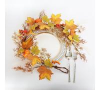 Ghirlanda da Appendere a Parete Zucca 60 cm Foglie in Tessuto Schiuma e Seta Leg