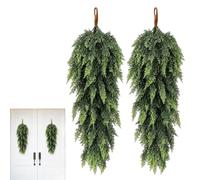 Ghirlanda decorativa da appendere alla porta a forma di , lunga 60 cm, riutilizzabile, colore verde | Ghirlanda di lacrime artificiale con piante verdi artificiali per feste autunnali, decorazione esterna da parete, casa e