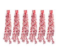 Ghirlanda decorativa per albero di Natale, 6 x 2 m, 12 metri (rosso e bianco)