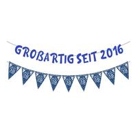 Ghirlanda decorativa per il 10° compleanno per ragazzi, 2 pezzi, blu e argento, con scritta "GROßARTIG SEIT 2010", divertente striscione con numeri 10, per ragazzi e ragazze, dieci volte dieci
