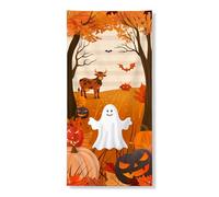 Ghirlanda decorativa per porta con fantasma di Halloween, fantasia zucca decorazione per Halloween, forniture per feste autunnali per interni ed esterni, 91 x 182 cm