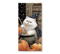 Ghirlanda decorativa per porta di gatto, decorazione festiva con zucca di Halloween, per interni ed esterni, decorazioni autunnali spettrali, 91 x 182 cm