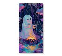 Ghirlanda decorativa per porta, fantasma, falò, decorazione colorata per esterni, decorazione autunnale per Halloween, 91 x 183 cm