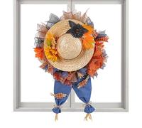 Ghirlanda della fattoria del raccolto, ghirlande di spaventapasseri con cappello di paglia autunnale - Ghirlande di spaventapasseri Decorazione autunnale,Decorazione autunnale con ghirlanda per porta