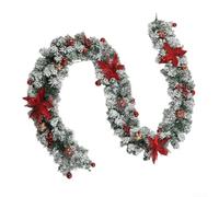 Ghirlanda di abete artificiale, decorazione natalizia con bacche rosse, da appendere, ornamento per casa, casa, porta, caminetto, scale, feste invernali, 1,5-2,7 m (1,8 metri)
