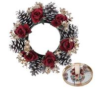 Ghirlanda di anelli di candela di Natale, ghirlande di anelli di candela - anello di candela artificiale pigne ghirlanda di candele,Ghirlanda da tavolo rustica con decorazioni natalizie inneva