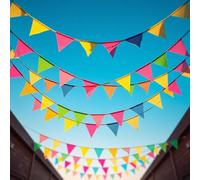 Ghirlanda di bandierine colorate da 100 metri - XXL in tessuto in colori vivaci per decorazioni per feste e decorazioni per interni ed esterni