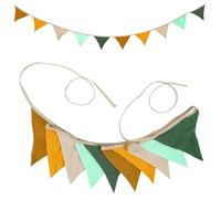 Ghirlanda di bandierine per la cameretta dei bambini, 2,7 metri di cotone, bandiera triangolare in tessuto, decorazione per la cameretta dei bambini, camera da appendere (Morandi-Green)