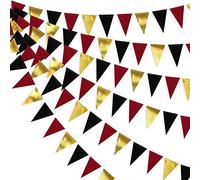Ghirlanda di bandierine triangolari di carta da appendere, 9 m, colore: rosso, nero e oro, per laurea, compleanno, addio al nubilato, fidanzamento, matrimonio, addio al nubilato, anniversario, festa