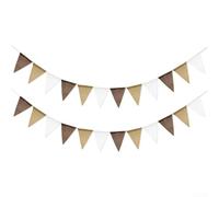 Ghirlanda di bandierine triangolari marroni sfumate, riutilizzabile, per matrimoni, feste di compleanno, decorazione in tessuti in poliestere con corda, 13 x 17 cm, bandiera da appendere, set di