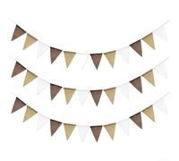 Ghirlanda di bandierine triangolari marroni sfumate, riutilizzabile, per matrimoni, feste di compleanno, decorazione in tessuti in poliestere con corda, 13 x 17 cm, bandiera da appendere, set di