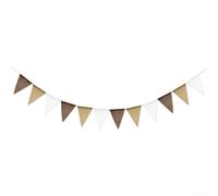 Ghirlanda di bandierine triangolari marroni sfumate, riutilizzabile, per matrimoni, feste di compleanno, decorazioni in tessuti in poliestere con corda, 13 x 17 cm, bandiera da appendere, set di