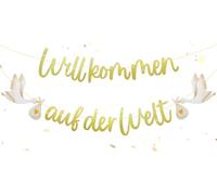 Ghirlanda di benvenuti per la nascita (2,2 m) | Benvenuti a casa Baby Ghirlanda con cicogna per ragazzi e ragazze | Welcome Home Baby Deko per baby shower, benvenuto al mondo