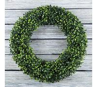 Ghirlanda di bosso rotonda resistente ai raggi UV, per primavera, estate, autunno o inverno, per interni ed esterni, per porta d'ingresso, 50 cm Pure Garden