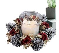 Ghirlanda di candele natalizie, anelli di candela di Natale per candele, fiori di cono artificiali decorazione per le vacanze per l'arte della tavola per l'inverno casa abito da sposa scrivania