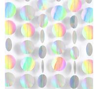 Ghirlanda di Carta Decorazione 4 Pezzi x 4m Scintillante Rotondo Striscione da Appendere Ghirlande Banner Streamer per Matrimoni Compleanni Feste Battesimo Bimbo Natale (Colore Arcobaleno)