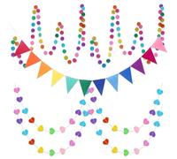 Ghirlanda di Carta Puntini Multicolore, Scintille Luminose Matrimonio & Stelline Scintillanti - Kit Decorativo per Feste Multicolore, Versatile e Riutilizzabile