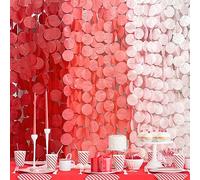 Ghirlanda di carta velina rossa sfumata da 50 m, con grandi cerchi, da appendere, per anniversario, compleanno, matrimonio, baby shower, fidanzamento, San Valentino, festa d'amore, decorazione
