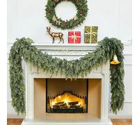 Ghirlanda di cedro di Natale artificiale, lunga 1,8 m, pianta da appendere per caminetto, decorazioni per interni ed esterni, verde natalizio per artigianato