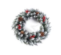 Ghirlanda di cipresso artificiale natalizia invernale Real Touch con pigne per la decorazione da appendere al portico della porta d'ingresso della casa vacanza, cortile interno ed esterno C 30cm