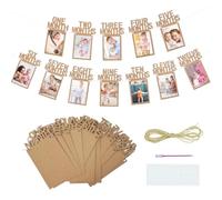 Ghirlanda di Compleanno 12 Mesi, Decorazioni Compleanno, Festone primo compleanno bimba bimbo, Bandierine 12 Cartoncini di Carta per Foto Mensili Decorazione Fotografico per Baby Shower