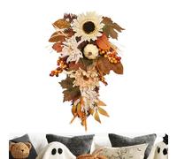 Ghirlanda Di - Decorazione Autunnale Artificiale Rustica | 50 Cm/19.7 In Lacrime Per Porta D'ingresso Con Bacche Di Arancioni Rosse, Accento Autunnale Stagionale Per Il Festival Del Raccolto, Ma