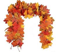 Ghirlanda di edera artificiale autunnale, 1,7 m, confezione da 2 pezzi | Colori gialli vivaci, imitano il vero fogliame autunnale, lunghezza 1,7 m per pezzo, confezione da 2, uso interno ed esterno