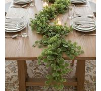Ghirlanda di eucalipto artificiale, 2 metri, con foglie di seta realistiche, per uso in casa, matrimoni, fotografie ed eventi (B con luci)